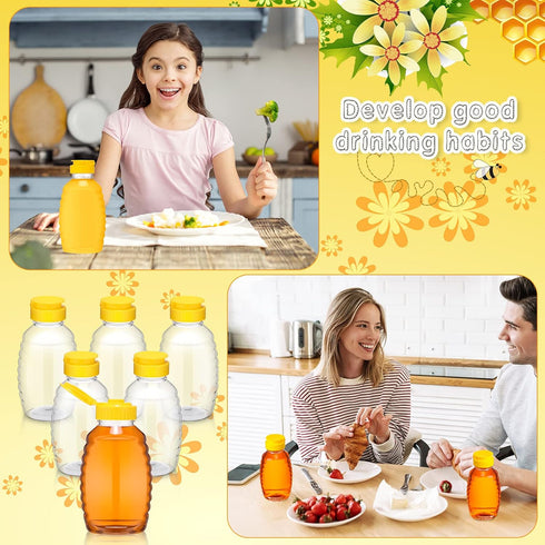 24 (12oz) Pcs Clear Plastic Honey Bottles Plastic Skep Style Jar Honey Squeeze Bottle Empty Refillable Honey Dispenser