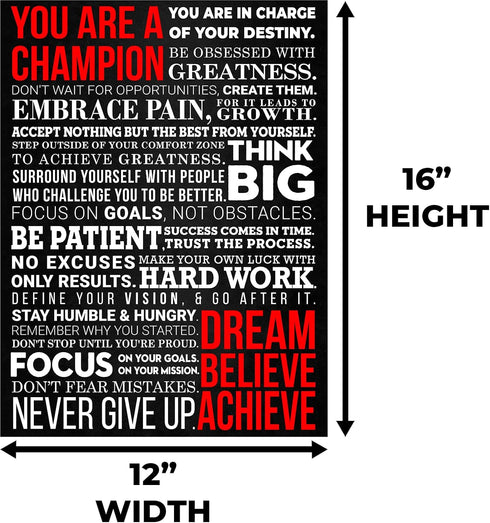A Champion's Mantra Motivational Poster, 12 x 16 Unframed Cardstock Print, Inspirational Wall Art Décor for Bedroom,