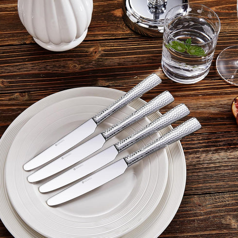 KEAWELL Premium 9.5" Louis Dinner Knives, Set of 4, Stainless Steel, Dishwasher Safe, Serrated Knives