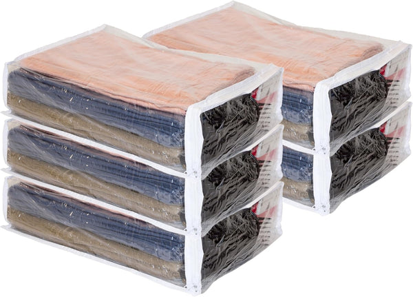 Set of 5 Clear Vinyl Zippered Storage Bags, 11 x 15 x 4 Inch