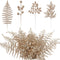 Moucuny 40 Pcs Christmas Glitter Artificial Picks Set Leaf Sprays Cedar Picks Glitter