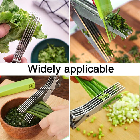 Garlic Press and Herb Scissors Set - 6 Pieces with Mincer and Multipurpose Scissors, Rustproof Kitchen Tools