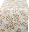 DII Holiday Dining Table Linen - Metallic Fabric Christmas Table Runner, 14x108, Gold Holly Leaves