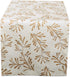 DII Holiday Dining Table Linen - Metallic Fabric Christmas Table Runner, 14x108, Gold Holly Leaves