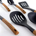 Megachef Nylon Tool Cookware Utensil Set, 7 Piece, Black and Wood Texture