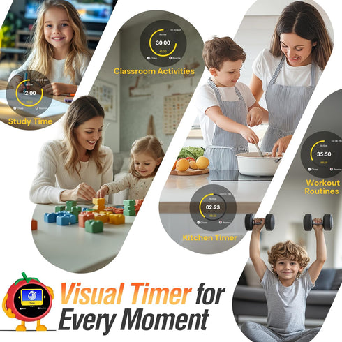 7-Day Programmable 4 MOMILLA Kids Alarm Clock for Bedrooms, Colorful Display Alarms, Visual Timer with White Noise