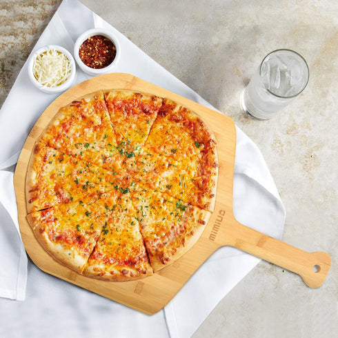 Natural Bamboo Pizza Peel - 15 Inch Wooden Spatula for Baking Homemade Pizza, Bread, and Cutting Fruit and Veggies