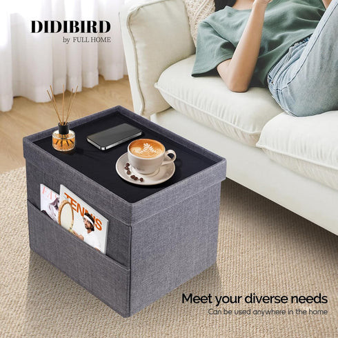DIDIBIRD Room,Bedroom,Office,Dorm,287 lb Capacity,17x13x13in,Grey Storage Ottoman,Folding Ottomans with Storage,Linen