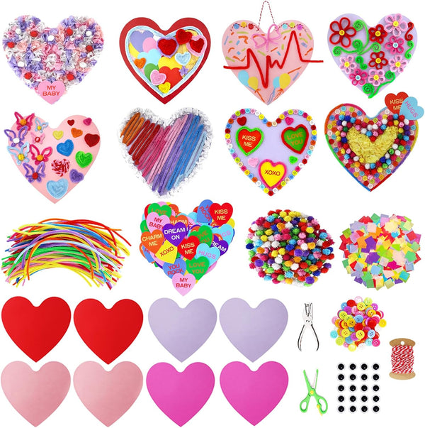 EXQUISS 1800pcs Heart Paper Cutouts for Kids DIY Crafts, Sweet Colored Hearts for Valentine’s Day Crafts, Decorations