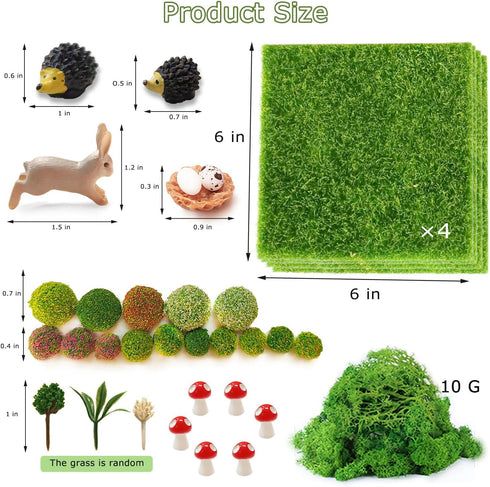 QuarenDen 36Pcs, 6in 6in Miniature Garden Accessories, x Fairy Artificial Grass, Fake Moss, Mini Fairy Garden Grass