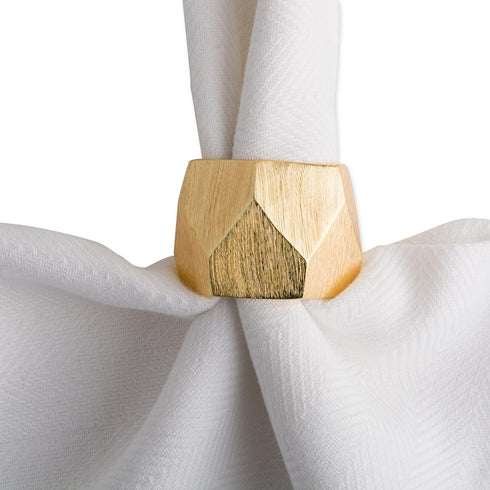 DII Decorative Geometric Napkin Ring Set - Triangle Band Gold, 6 Count