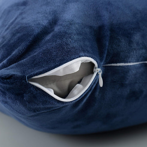 EVOLIVE Soft Micromink Faux Fur Body Pillow Cover, 21"x54" Replacement with Zipper Closure (Navy)