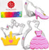 Princess Cookie Cutters Set, 3-Pc Made in USA by Ann Clark, Crown, Glass Slipper, Dress