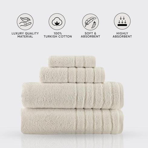 4 Set, 100% 2 1 1 Towels Beyond - Luxury Piece Towels Made with Turkish Cotton, Highly Absorbent & Comfy, Includes Bath
