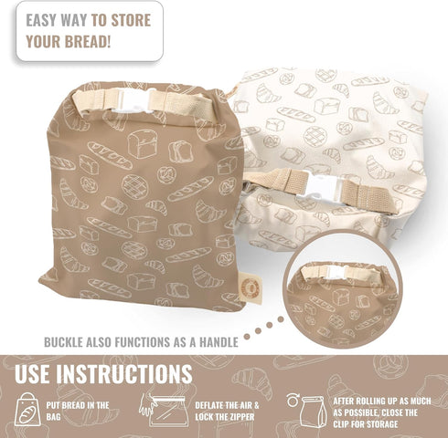 Cozy Set Bread Reusable Bread Bag for Home Bakers | USA Brand | Charming Designs (Bread)