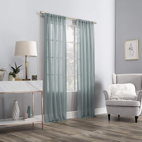 No. 918 Genevieve 2-pack Linen Weave Sheer Grommet Curtain Panel Pair | 50" x 63", Harbor