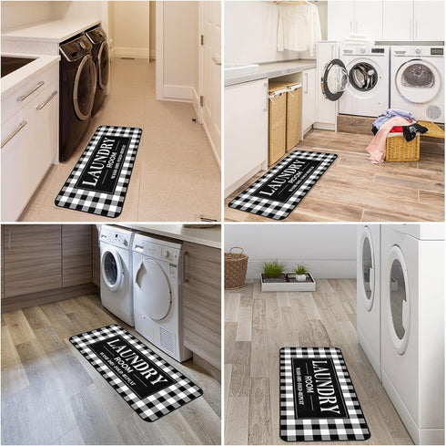 Rug Runner Non Slip Floor Mat - 20 x 47 inch, Mudroom Kitchen Bathroom Decor Accessories (Buffalo Plaid)