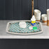 nu steel Sea Foam Amenity Tray, Aqua Blue/Silver Glass Mosaic, Stainless Steel for Bathrooms & Vanity Spaces