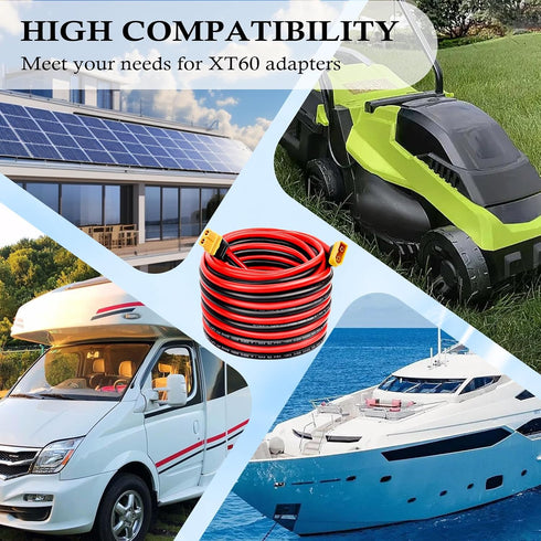 XT60 Extension Cable 10AWG 20FT, Male to Female Connector for Portable Power Station Solar Panel
