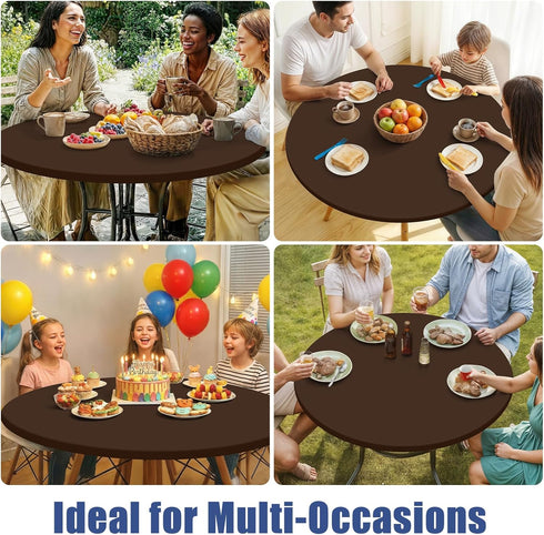 2 Pack, 45"-56" Moosfor Round Spandex Tablecloth Elastic Fitted Waterproof Tablecloths for Tables, Stretch Washable