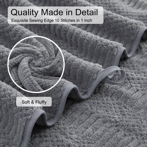8 Set-2 Sheets,2 Towels,4 Washcloths-600GSM Piece Oversized Gray Bath Towel Extra Large Bath Towel Hand Soft Highly