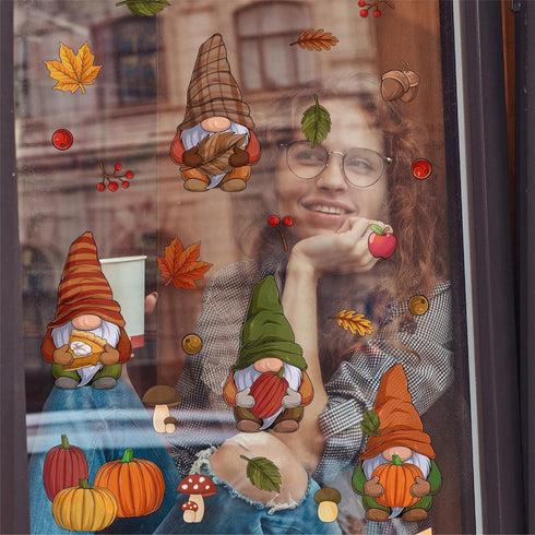 Spring Autumn Window Clings Fall Decor: 102 Double-Sided Reusable Thanksgiving Decorations for Home Office Nursery