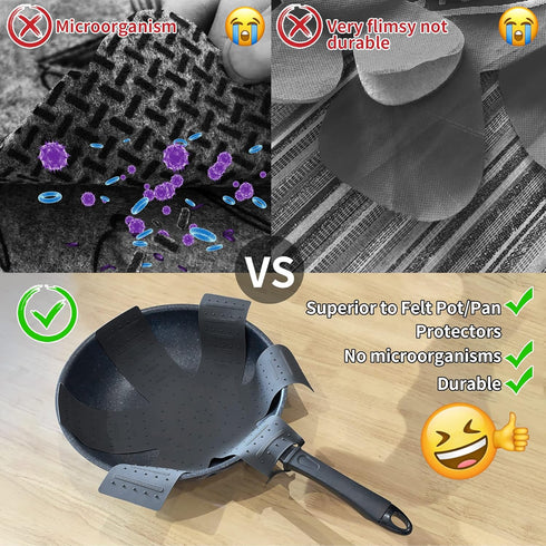 Pot and Pan Protectors for Stacking, Pot Pan Separators Cookware Protector 3 Pack, Dividers Anti-Slip Foldable for Multiple Sizes Pots and Pans Avoid to Scratching or Marring by KindGa