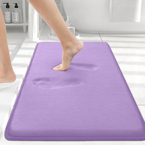 smiry Memory Foam Bath Mat 30" x 20", Extra Soft Absorbent Non Slip Bathroom Rug for Shower Floors, Purple