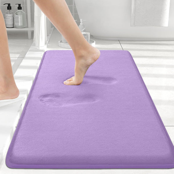 smiry Memory Foam Bath Mat 30" x 20", Extra Soft Absorbent Non Slip Bathroom Rug for Shower Floors, Purple