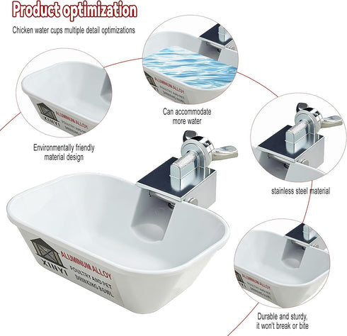 XINYI 2pcs Chinchillas, Aluminum Alloy Chicken Water Cups, Automatic Metal Chicken Water Feeder for Dog, Cat, Bunnies
