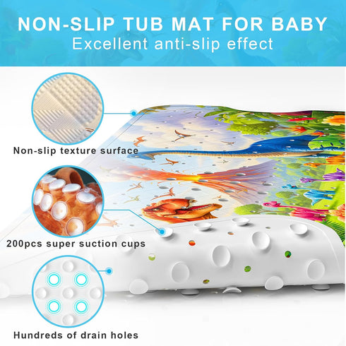 Elisstaence 40"x16" Upgrade Cartoon Baby Bath Mat Non Slip - Extra Long Bathtub Mat for Baby Eco Friendly Durable Bath