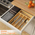 Bamboo Utensil Organizer for Kitchen Drawers, Utensil Tray and Cutlery Silverware Holder,Wood Drawer Dividers with 5 Slots by Youpehom