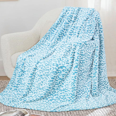 Cozy 40"x50" Blue Throw Blanket, Small Soft Fuzzy Baby Toddler Blankets for Girls Boys, Cyan Blue Gifts for Birthday
