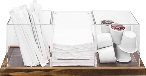 3 4 Set MyGift Modern Modular Coffee and Tea Station Organizer with Removable Premium Clear Acrylic Compartments
