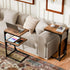 2 Simple Trending C Shaped End Table for Couch, Foldable Table with Shelf Storage, TV Tray Table for Sofa Bedside