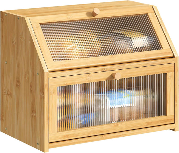 BMOSU Large Bread Box for Kitchen Countertop,Double Layer Bread Box for Kitchen