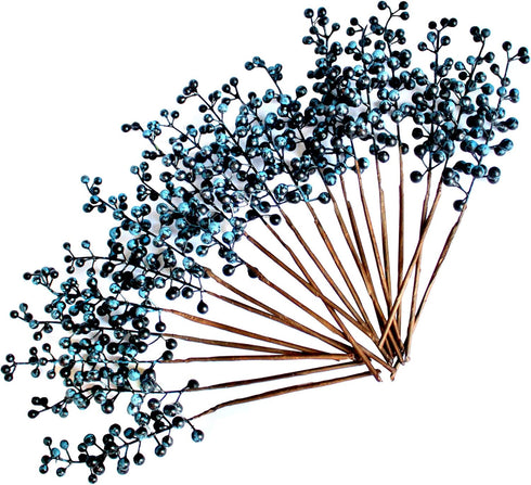 OrgMemory Artificial Berry, Fake Burgundy Berry, (20 pcs, 12" Each), Artificial Berries Stems