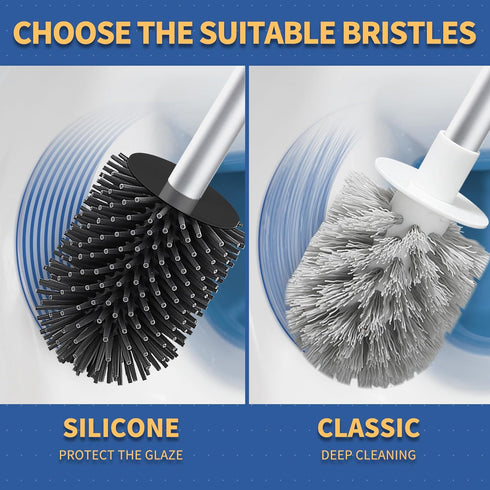 BOOMJOY Toilet Brush and Holder Set, Toilet Bowl Cleaner Brush with Tweezers for Bathroom Cleaning and Organization