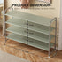 Shoe Rack 4 Tier Long Storage Organizer, Wide Metal Shoe Shelf for Closet Entryway, Grey