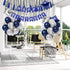 Blue Birthday Party Decorations, Happy Birthday Decorations with Banner, Blue Silver Confetti Balloons for Men