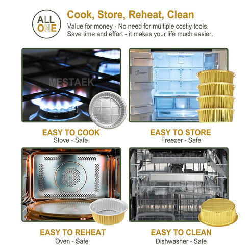 7" Sturdy Aluminum Foil Pans with Lids - 5 Pack Heavy Duty Reusable Tin for Cooking and Baking