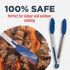 Silicone Kitchen Tongs Set of 3, Heat Resistant Locking Tongs for Cooking, Salad Tongs, Blue Utensils