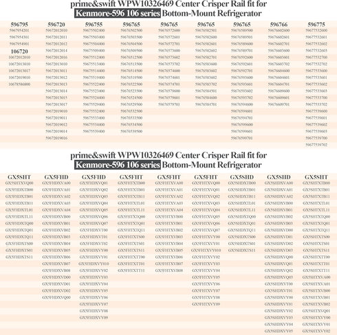 W10326469 Center Drawer Slide Rail for Whirlpool Refrigerator, Replaces 67004514, 8208326, wpw10326469