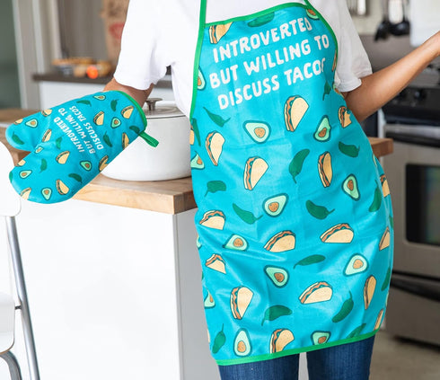 Introverted But Willing to Discuss Tacos Funny Cinco De Mayo Graphic Kitchen Accessories, Cool Food Novelty Cookware