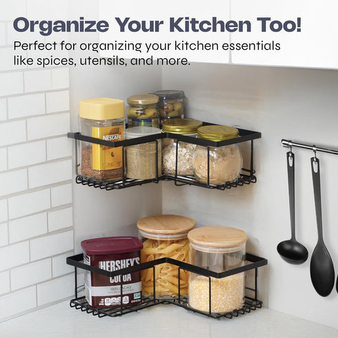 Nox incorp 3-Pack Corner Shelf Storage Organizer - No-Drill, Renter-Friendly, Bathroom or Kitchen Shower Caddy