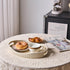HOLOLA 14x10 inches, Countertop Natural Travertine Textures Serving Tray with Handles - Beaded Oval Decorative Tray