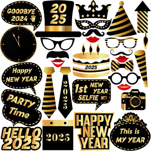 KatchOn New Years Eve Photo Booth Props 2025, Happy New Year Decorations, NYE Party Supplies 2025