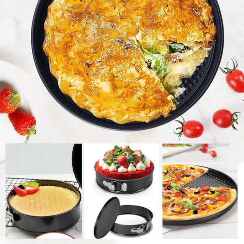 Springform Cake Pan Set of 3, Round Leakproof Nonstick Cheesecake Pans with Removable Bottom, Stainless Steel