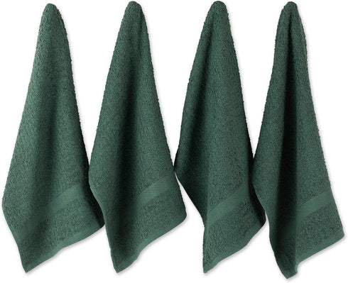 DII Basic Terry Collection Waffle Dishtowel Set, Solid Dark Green, 15x26, 4 Piece