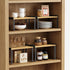 Kitchen Cabinet Organizer Shelves, Set of 4 Expandable Counter Shelf Rack for Plates, Dishes, and Mugs (Bamboo, Black)